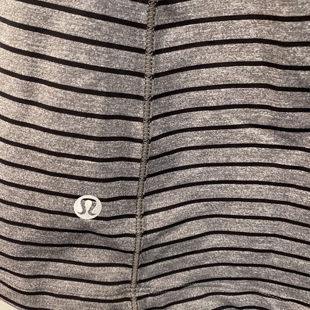 Lululemon Gray and Black Striped Tank Top with Cheetah Print Built-in Bra